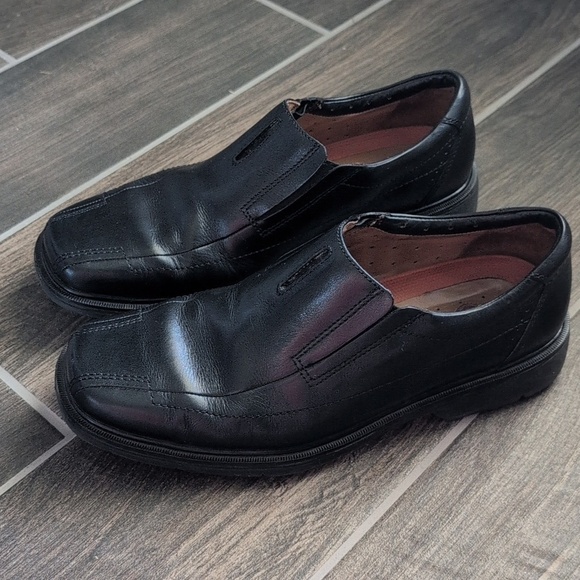 Clarks Unstructured Shoes Men’s 8W Comfort SlipOn Leather Black Loafers main image 7